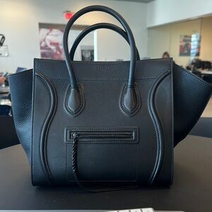 Celine Black Leather Phantom Tote Bag